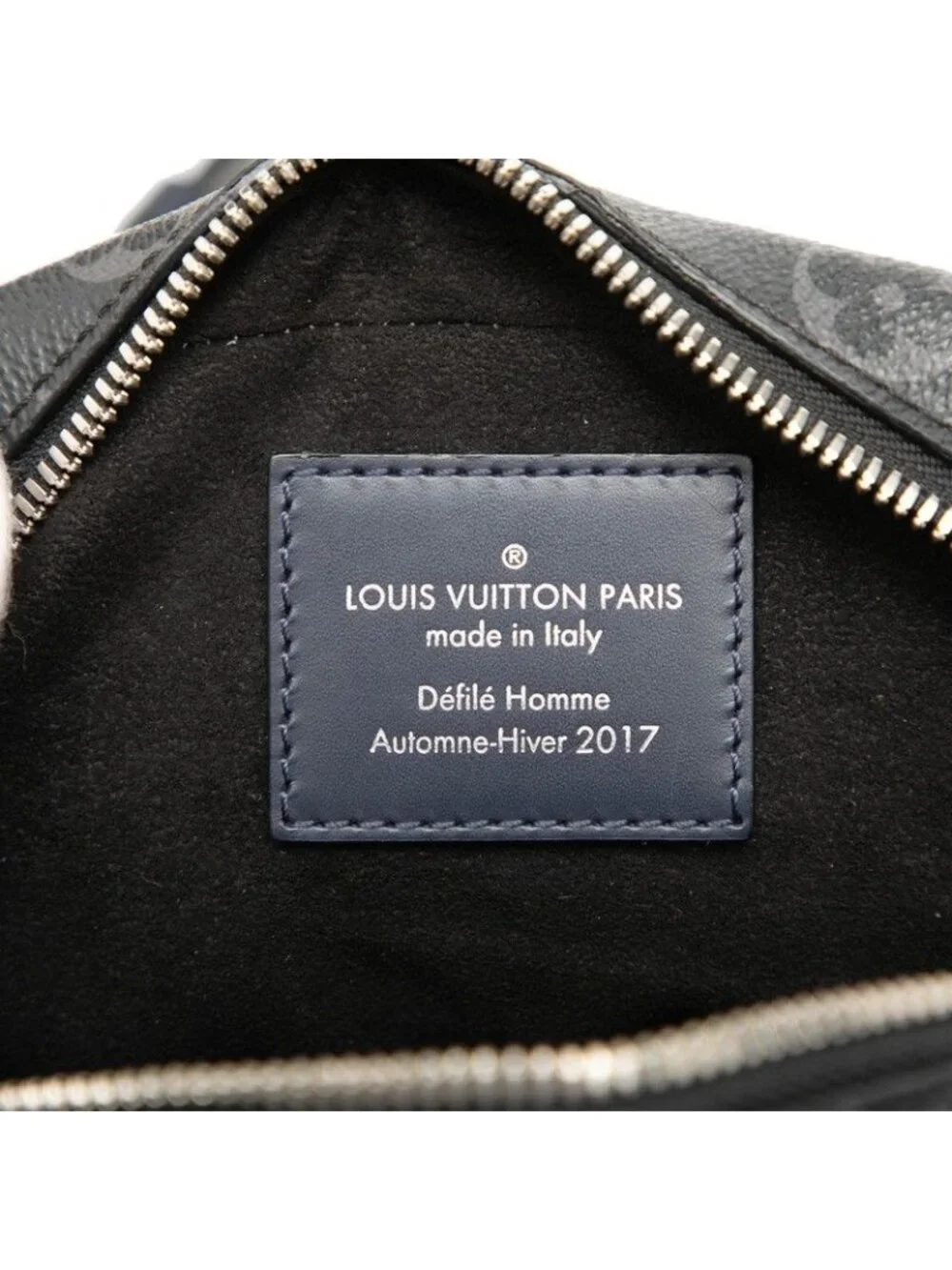 Louis Vuitton Epi Monogram Eclipse Danube PM Shoulder Bag Black Navy Gray